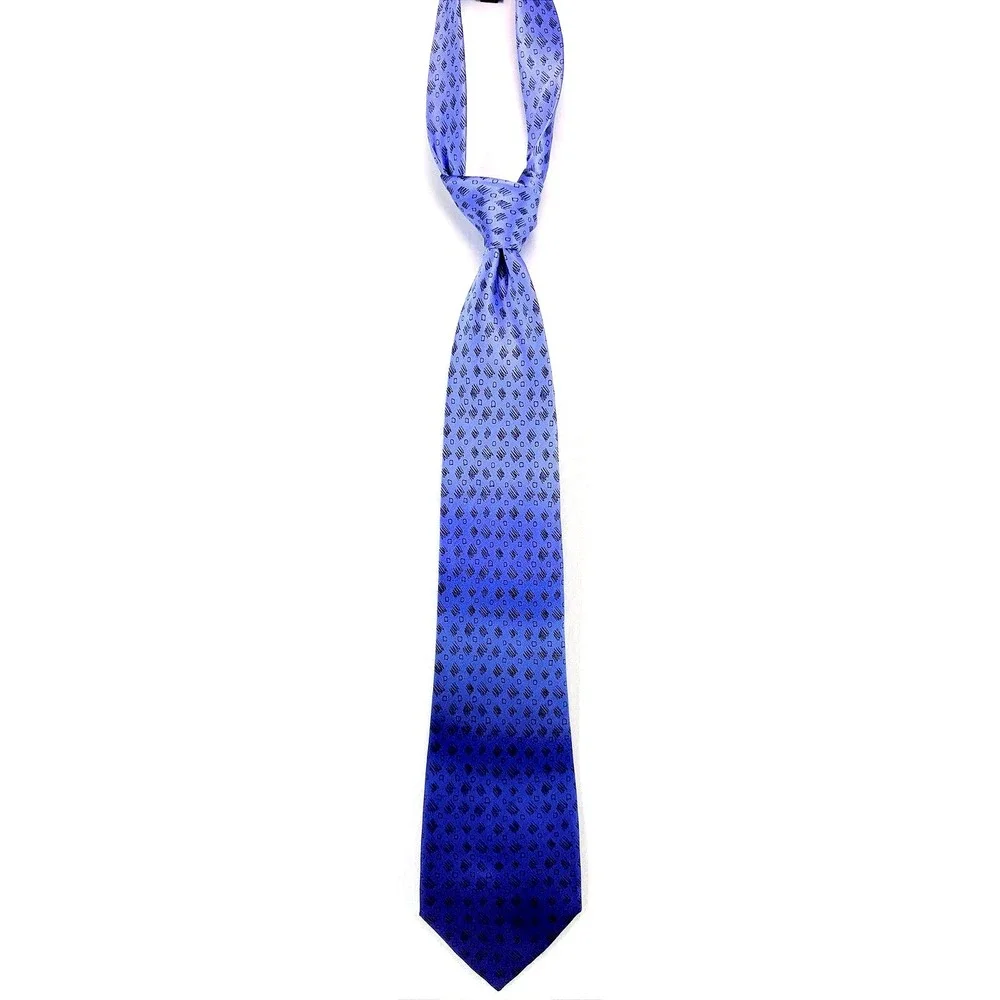 J Garcia Mens Silk Extra Long Necktie Blue Purple Ombre Abstract Geometric Poets